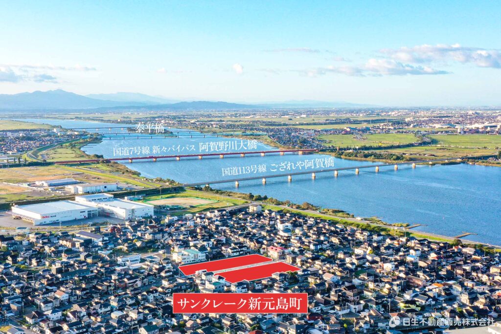 サンクレーク新元島町 新潟市中心部や周辺地域へ交通アクセスが良い立地。
